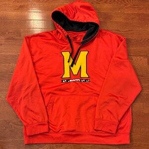 UMD University of Maryland Vibrant Red Hoodie with Yellow Logo
